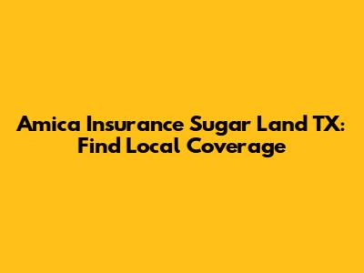 Amica Insurance Sugar Land TX: Find Local Coverage